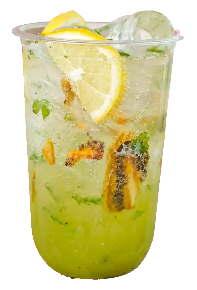 Kiwi Lime Mojito with lime and fresh mint