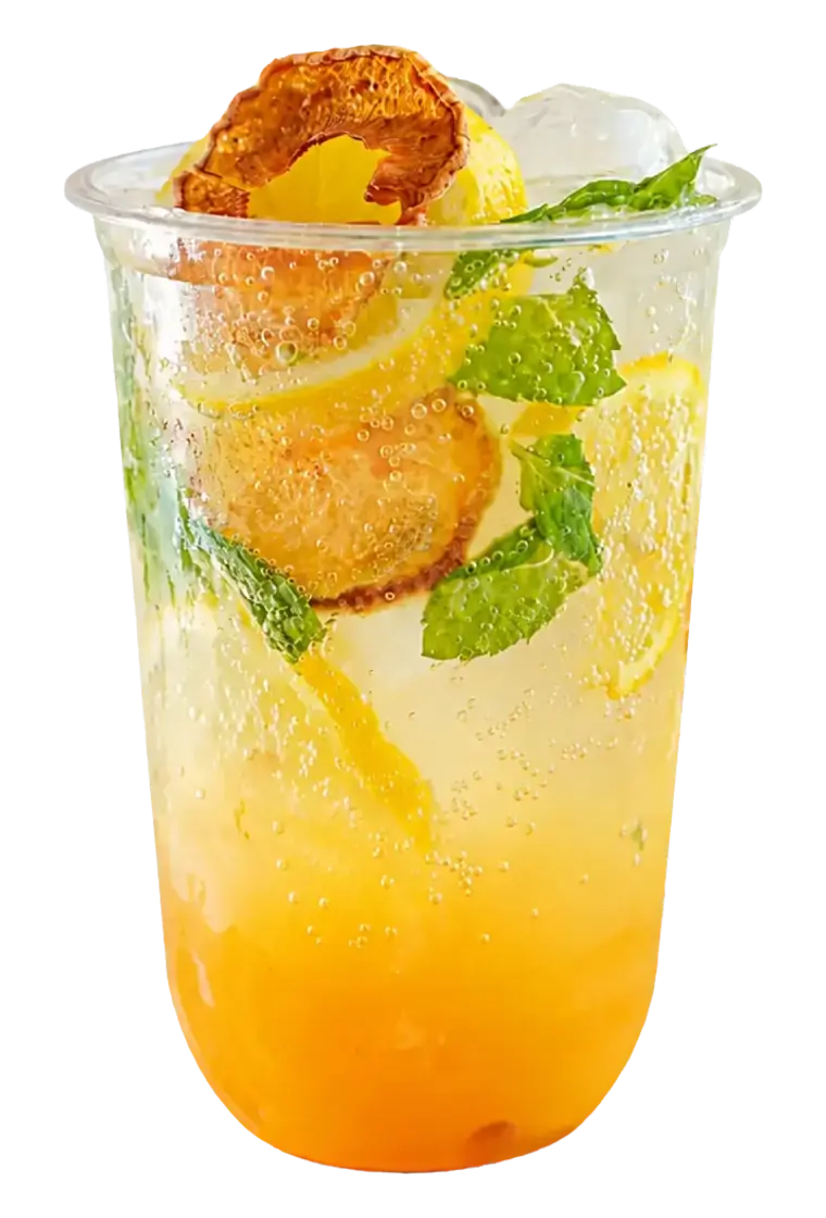 Mango Peach Mojito with citrus and fresh mint