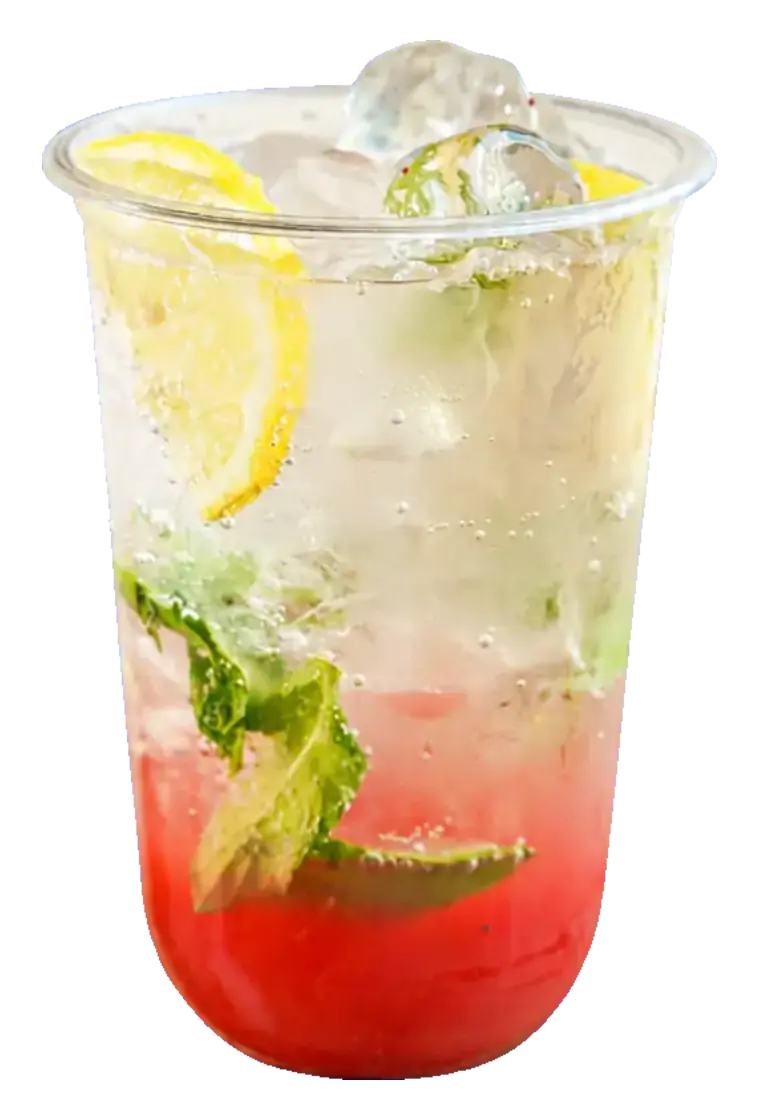 Strawberry Mojito with lemon and fresh mint